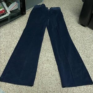 Vintage 70s cord ultra high rise bell bottom navy Wide-Leg Pants- like new